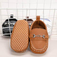 6 to 12 Months Baby Boys Synthetic Leather Loafer Shoes,Infant Non Slip Booties (Brown)-BT4586