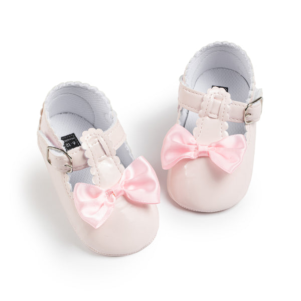 6 To 12 Months Newborn Baby Girls Belly Shoe Partywear Anti-Slip Sandal Booties (Pink)-BT4590