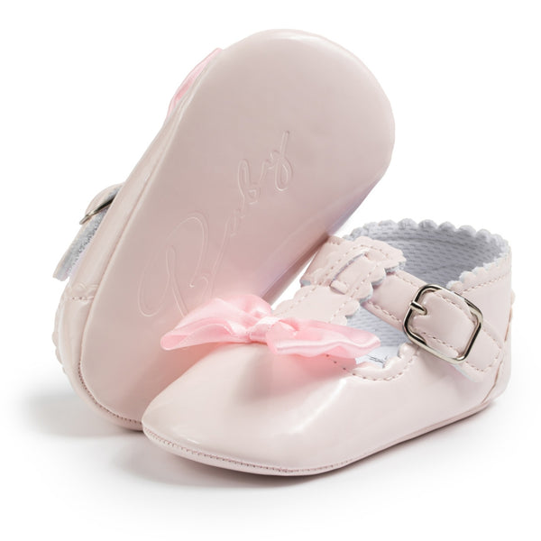 6 To 12 Months Newborn Baby Girls Belly Shoe Partywear Anti-Slip Sandal Booties (Pink)-BT4590