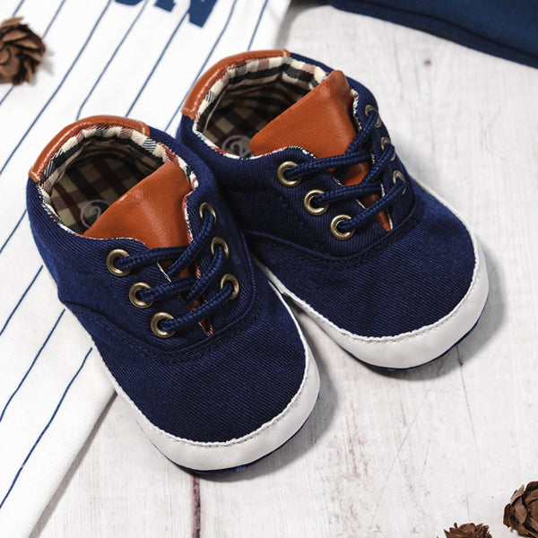6 to 12 Months Baby Boys & Girls Canvas Shoes,Infant Non Slip Sole Lace Closure Booties (Dark Blue)-BT4591