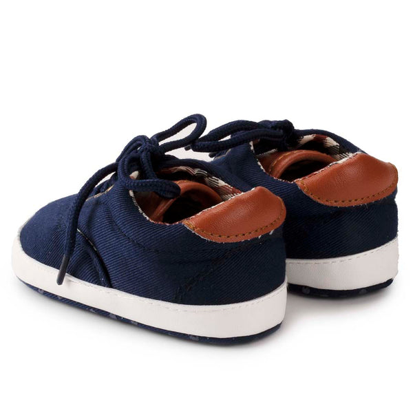 6 to 12 Months Baby Boys & Girls Canvas Shoes,Infant Non Slip Sole Lace Closure Booties (Dark Blue)-BT4591