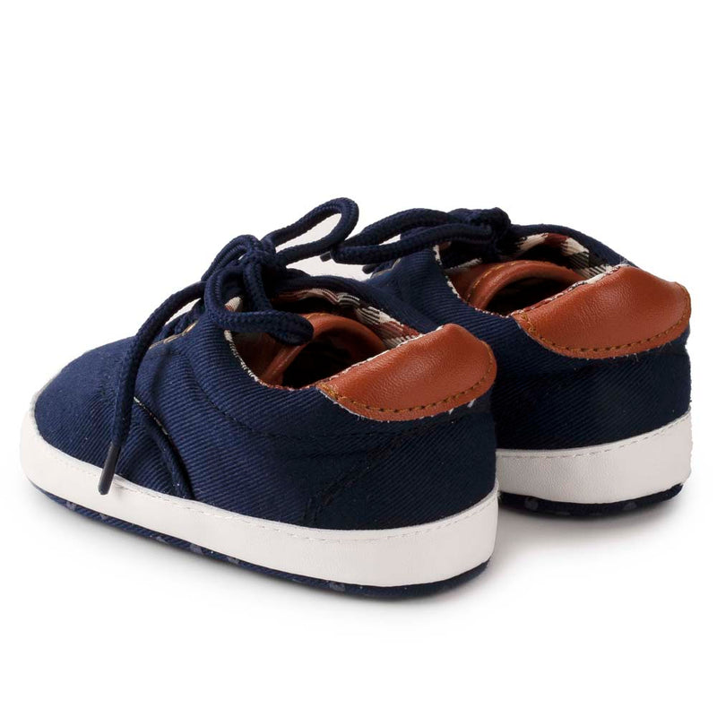 6 to 12 Months Baby Boys & Girls Canvas Shoes,Infant Non Slip Sole Lace Closure Booties (Dark Blue)-BT4591
