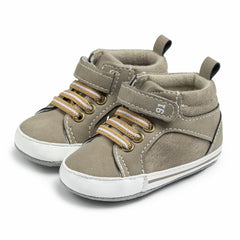 6 to 12 Months Baby Boys & Girls Synthetic Leather Shoes, High Ankle Velcro Booties (Beige)-BT4599