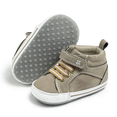 6 to 12 Months Baby Boys & Girls Synthetic Leather Shoes, High Ankle Velcro Booties (Beige)-BT4599