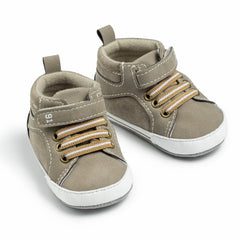 6 to 12 Months Baby Boys & Girls Synthetic Leather Shoes, High Ankle Velcro Booties (Beige)-BT4599