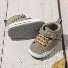 6 to 12 Months Baby Boys & Girls Synthetic Leather Shoes, High Ankle Velcro Booties (Beige)-BT4599