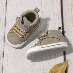 6 to 12 Months Baby Boys & Girls Synthetic Leather Shoes, High Ankle Velcro Booties (Beige)-BT4599
