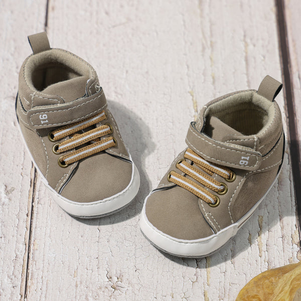 6 to 12 Months Baby Boys & Girls Synthetic Leather Shoes, High Ankle Velcro Booties (Beige)-BT4599