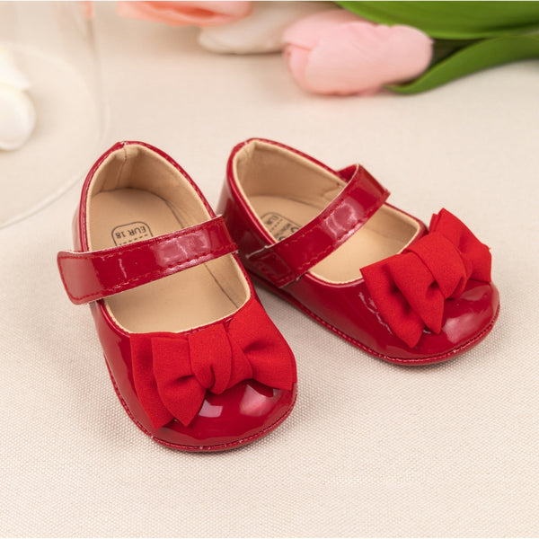 6 To 12 Months Newborn Baby Girls Belly Shoe Anti-Slip Sandal Booties (Red)-BT4601