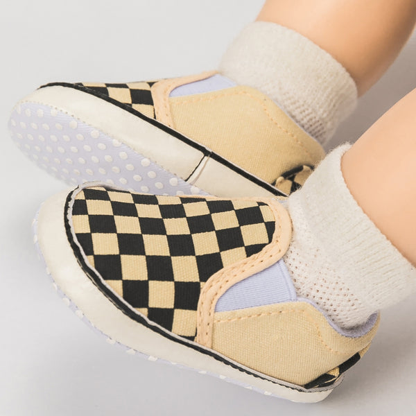 6 to 12 Months Baby Boys & Girls Cotton Anti-Slip Sneaker Shoes,Infant Slip On Booties (Beige)-BT4604