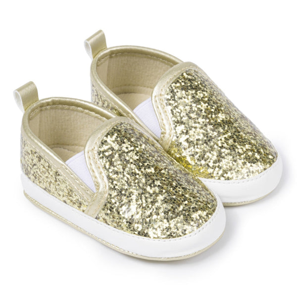 6 to 12 Months Baby Girls Shoes, Infant Non Slip Soft Sole Loafer, Slip On Booties (Gold)-BT4605