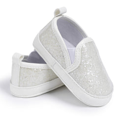 6 to 12 Months Baby Shoes,Infant Non Slip Soft Sole Loafer, Slip On Booties (White)-BT4606