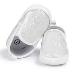 6 to 12 Months Baby Shoes,Infant Non Slip Soft Sole Loafer, Slip On Booties (White)-BT4606