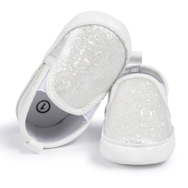 6 to 12 Months Baby Shoes,Infant Non Slip Soft Sole Loafer, Slip On Booties (White)-BT4606