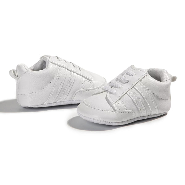 6 to 12 Months Baby Boys & Girls Synthetic Leather Shoes,Infant Non Slip Lace Booties (White)-BT4610
