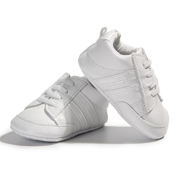 6 to 12 Months Baby Boys & Girls Synthetic Leather Shoes,Infant Non Slip Lace Booties (White)-BT4610