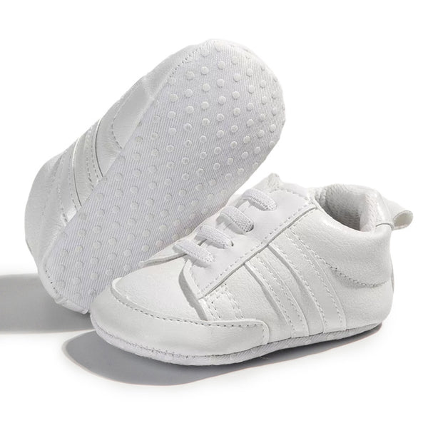 6 to 12 Months Baby Boys & Girls Synthetic Leather Shoes,Infant Non Slip Lace Booties (White)-BT4610