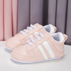 6 to 12 Months Baby Boys & Girls Synthetic Leather Shoes,Infant Non Slip Lace Booties (Pink)-BT4611