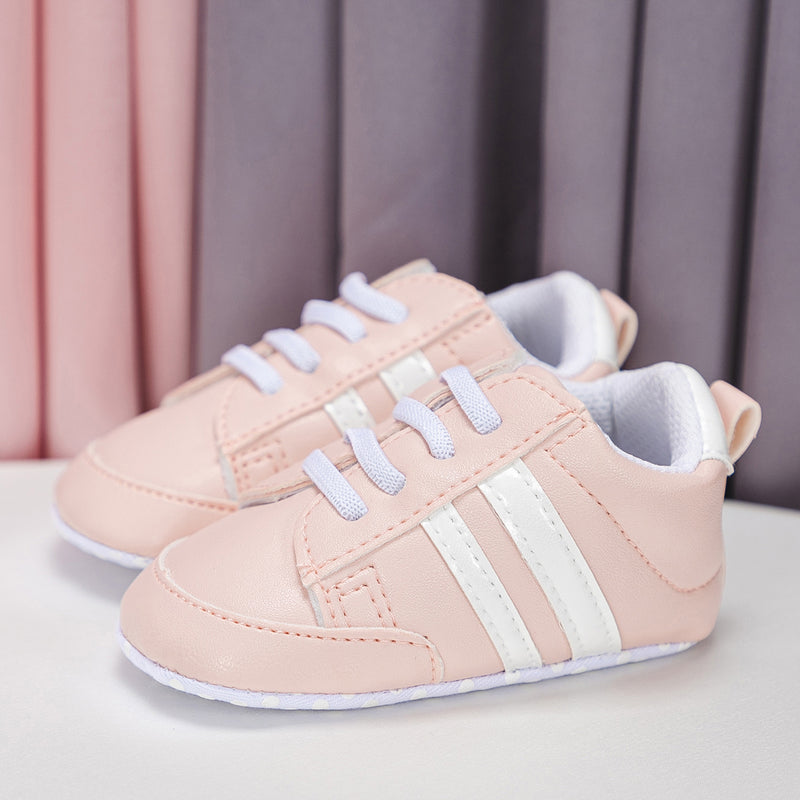 6 to 12 Months Baby Boys & Girls Synthetic Leather Shoes,Infant Non Slip Lace Booties (Pink)-BT4611