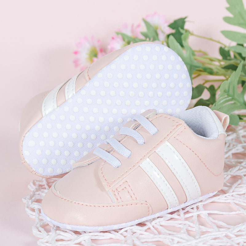 6 to 12 Months Baby Boys & Girls Synthetic Leather Shoes,Infant Non Slip Lace Booties (Pink)-BT4611