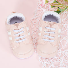 6 to 12 Months Baby Boys & Girls Synthetic Leather Shoes,Infant Non Slip Lace Booties (Pink)-BT4611