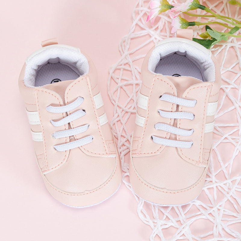 6 to 12 Months Baby Boys & Girls Synthetic Leather Shoes,Infant Non Slip Lace Booties (Pink)-BT4611