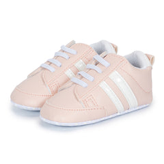 6 to 12 Months Baby Boys & Girls Synthetic Leather Shoes,Infant Non Slip Lace Booties (Pink)-BT4611