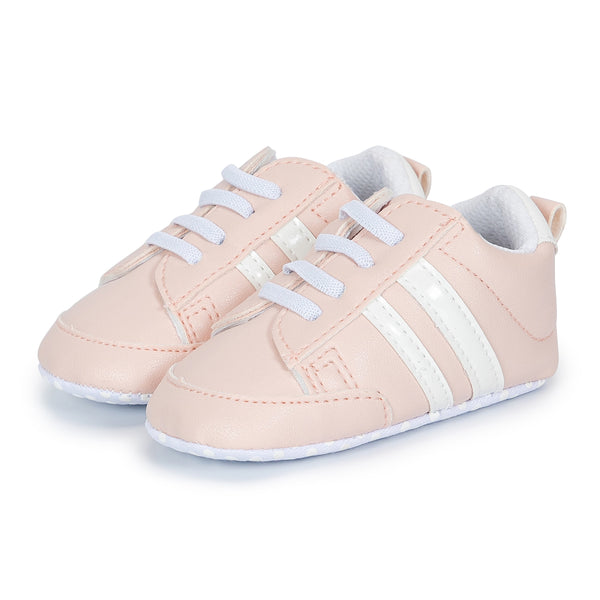 6 to 12 Months Baby Boys & Girls Synthetic Leather Shoes,Infant Non Slip Lace Booties (Pink)-BT4611