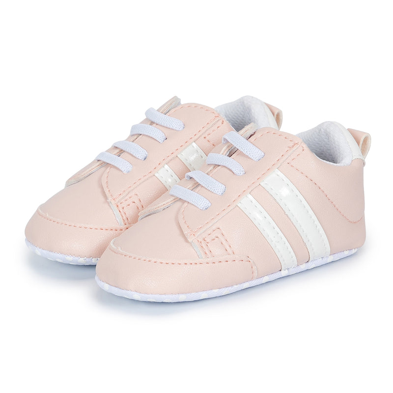 6 to 12 Months Baby Boys & Girls Synthetic Leather Shoes,Infant Non Slip Lace Booties (Pink)-BT4611