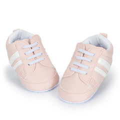 6 to 12 Months Baby Boys & Girls Synthetic Leather Shoes,Infant Non Slip Lace Booties (Pink)-BT4611