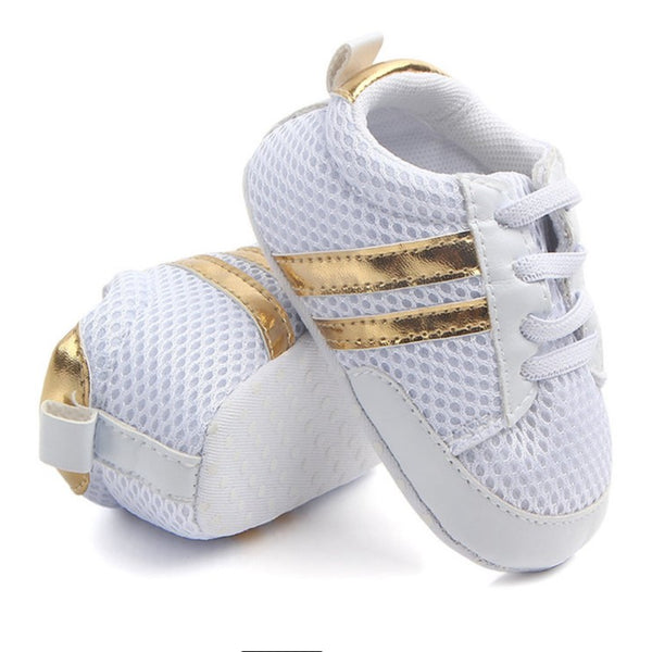 6 to 12 Months Baby Boys & Girls Shoes,Infant Non Slip Booties (White,Gold)-BT4613