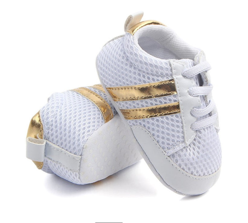 6 to 12 Months Baby Boys & Girls Shoes,Infant Non Slip Booties (White,Gold)-BT4613