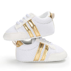 6 to 12 Months Baby Boys & Girls Shoes,Infant Non Slip Booties (White,Gold)-BT4613