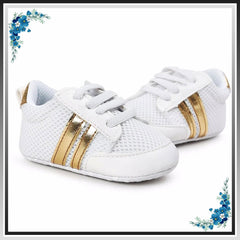 6 to 12 Months Baby Boys & Girls Shoes,Infant Non Slip Booties (White,Gold)-BT4613