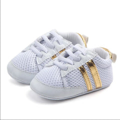6 to 12 Months Baby Boys & Girls Shoes,Infant Non Slip Booties (White,Gold)-BT4613