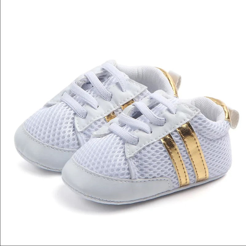 6 to 12 Months Baby Boys & Girls Shoes,Infant Non Slip Booties (White,Gold)-BT4613