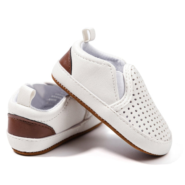 6 to 12 Months Baby Boys & Girls Synthetic Leather Sneaker Shoes,Infant Slip On Booties (White)-BT4617