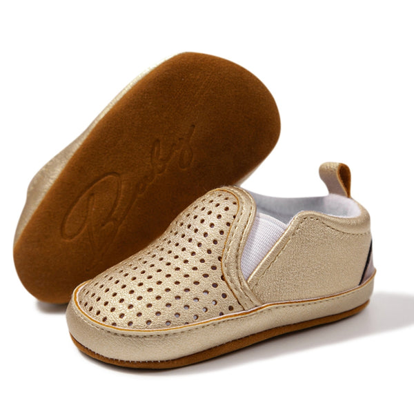 6 to 12 Months Baby Boys & Girls Synthetic Leather Sneaker Shoes,Infant Slip On Booties (Gold)-BT4618