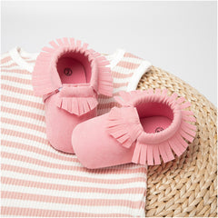 6 to 12 Months Baby Boys & Girls Synthetic Leather Belly Shoes,Infant Non Slip Booties (Pink)-BT4622