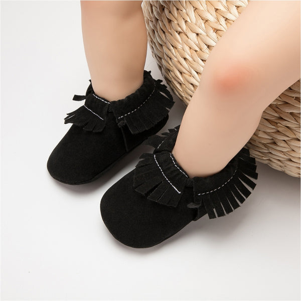 6 to 12 Months Baby Boys & Girls Synthetic Leather Belly Shoes,Infant Non Slip Booties (Black)-BT4623