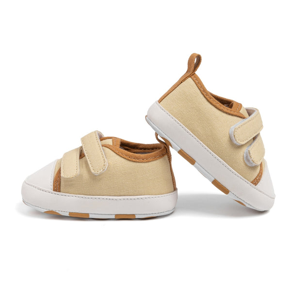 6 to 12 Months Baby Boys & Girls Sneaker Shoes,Infant Non Slip Sole Velcro Booties (Beige)-BT4629