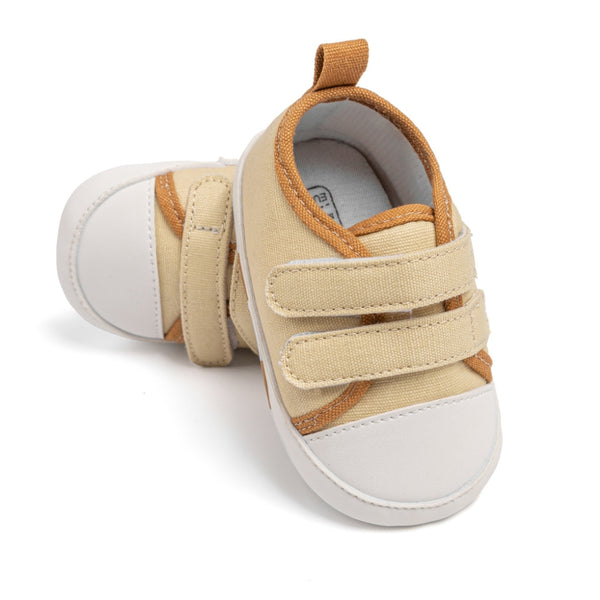 6 to 12 Months Baby Boys & Girls Sneaker Shoes,Infant Non Slip Sole Velcro Booties (Beige)-BT4629