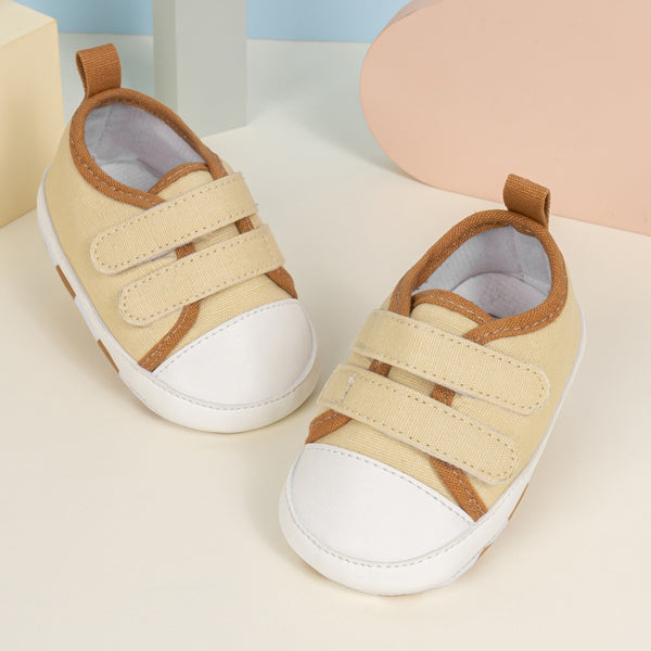 6 to 12 Months Baby Boys & Girls Sneaker Shoes,Infant Non Slip Sole Velcro Booties (Beige)-BT4629