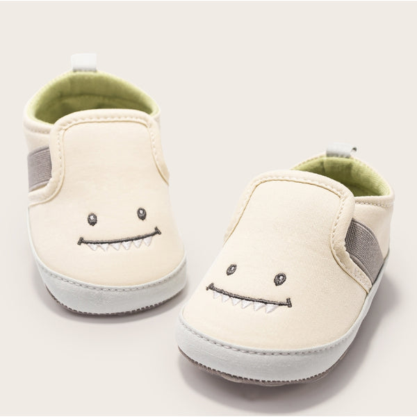 6 to 12 Months Baby Boys & Girls Canvas Shoes,Infant Anti-Slip Sole Slip-On Booties (Beige)-BT4633