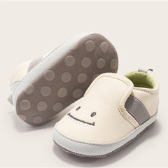 6 to 12 Months Baby Boys & Girls Canvas Shoes,Infant Anti-Slip Sole Slip-On Booties (Beige)-BT4633