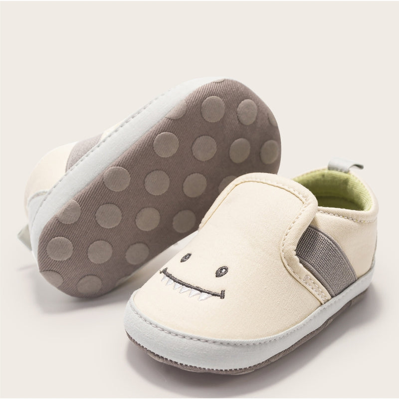 6 to 12 Months Baby Boys & Girls Canvas Shoes,Infant Anti-Slip Sole Slip-On Booties (Beige)-BT4633