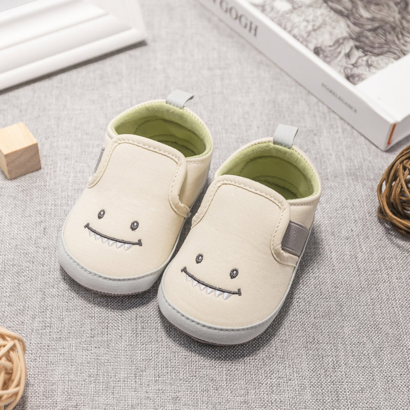 6 to 12 Months Baby Boys & Girls Canvas Shoes,Infant Anti-Slip Sole Slip-On Booties (Beige)-BT4633
