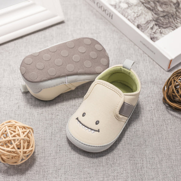 6 to 12 Months Baby Boys & Girls Canvas Shoes,Infant Anti-Slip Sole Slip-On Booties (Beige)-BT4633