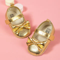 6 To 12 Months Newborn Baby Girls Belly Shoe Anti-Slip Sandal Booties (Gold)-BT4636