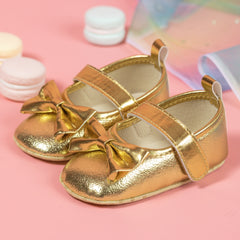 6 To 12 Months Newborn Baby Girls Belly Shoe Anti-Slip Sandal Booties (Gold)-BT4636